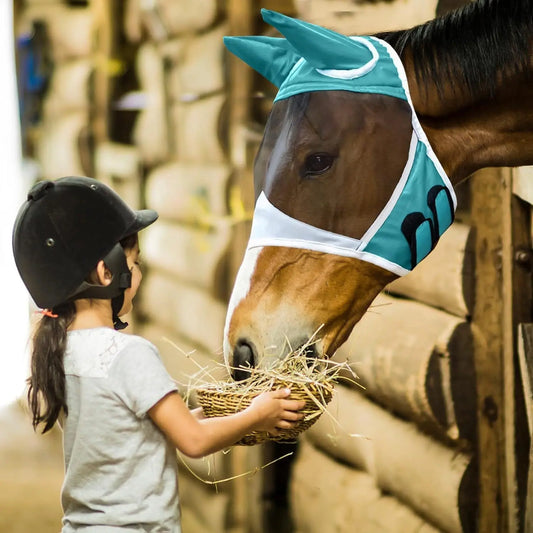 Masque Anti-Moustiques Equisoix™ – Protection Respirante pour Chevaux Toutes Tailles