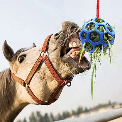 Balle Distributeur de Foin Equisoix™ – Jouet & Mangeoire Suspendue pour Chevaux, Poneys et Bétail